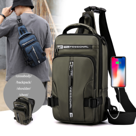 Crossbody Bags, Smart Backpack, Men Multifunctional Backpack (Color: Army Green)
