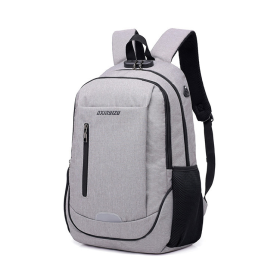Smart Backpack Business Casual, USB Interface, Zipper Lock Design, Computer Bag, Large Capacity (Color: Light Gray)